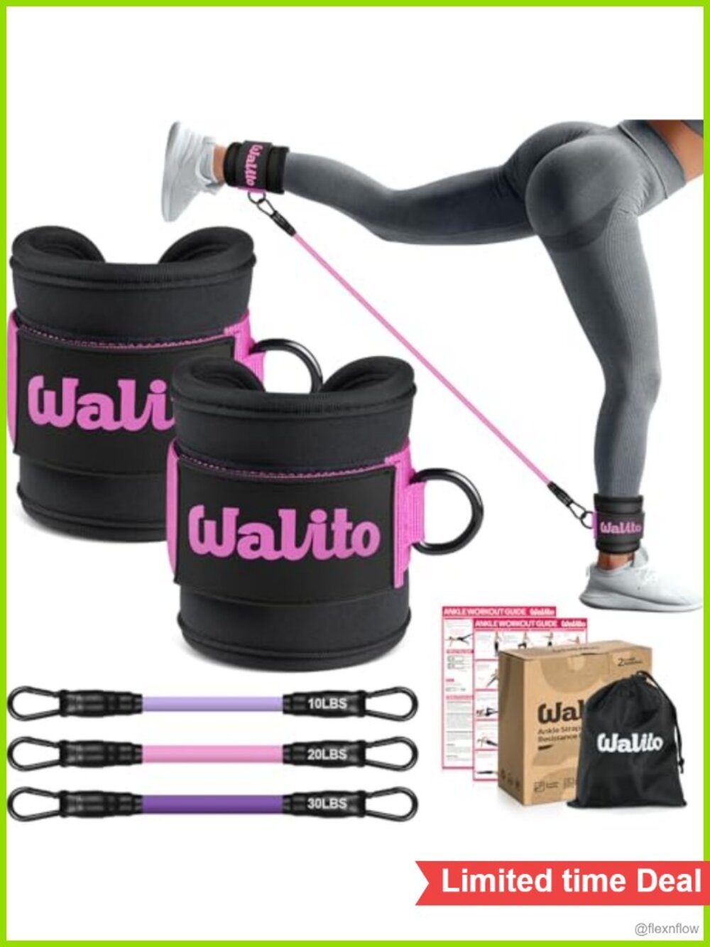 Ankle Resistance Bands with Cuffs, Booty Workout Equipment for Legs and Glutes,